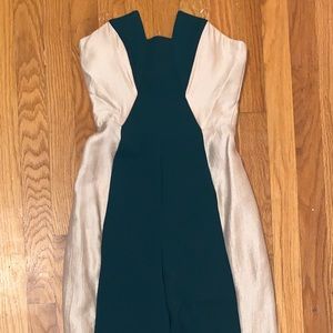 MEDIUM new emerald green champagne gold jumpsuit